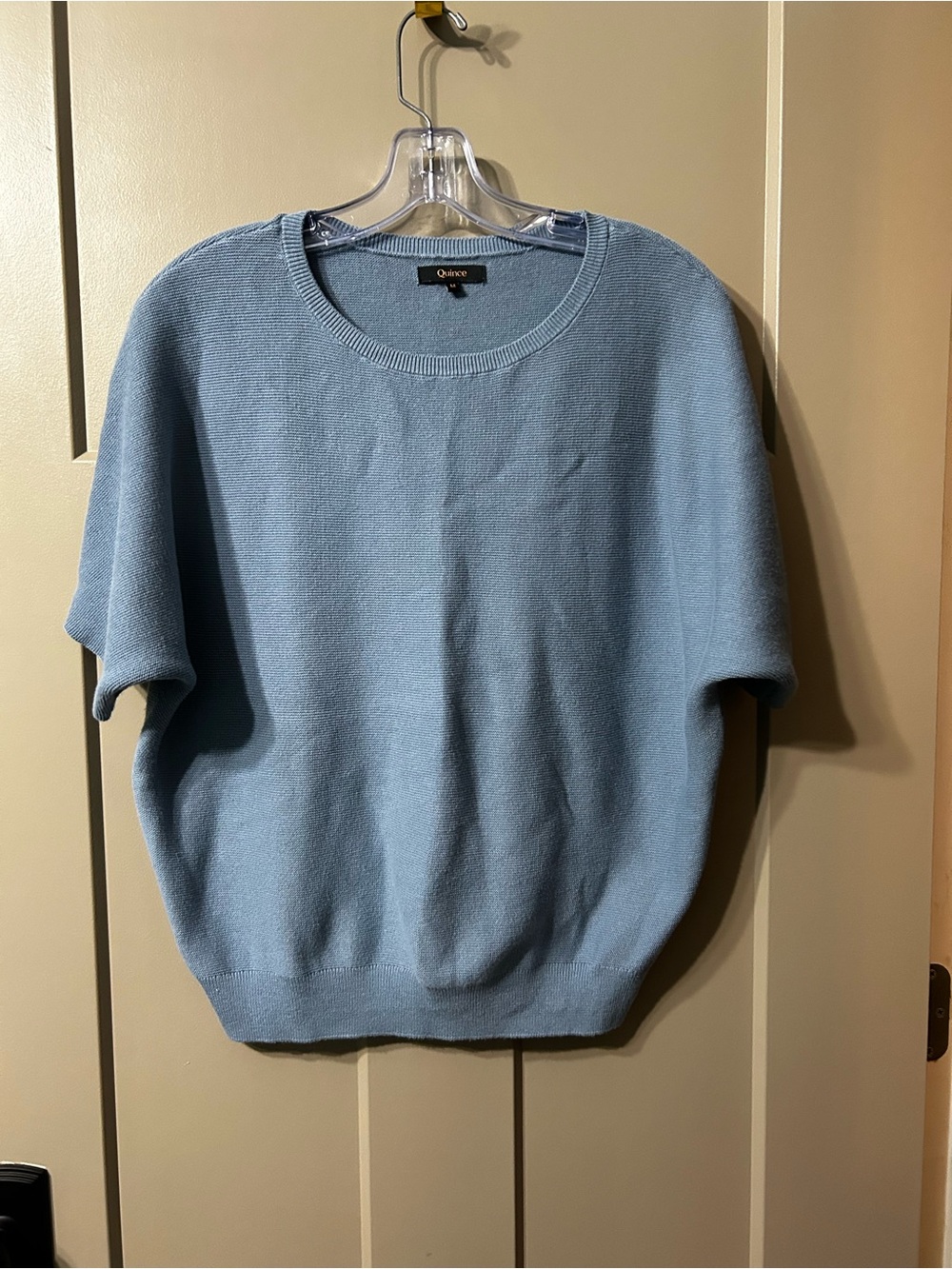 Quince Lightweight Cotton Cashmere Link-Stitch Dolman Sweater short sleeve